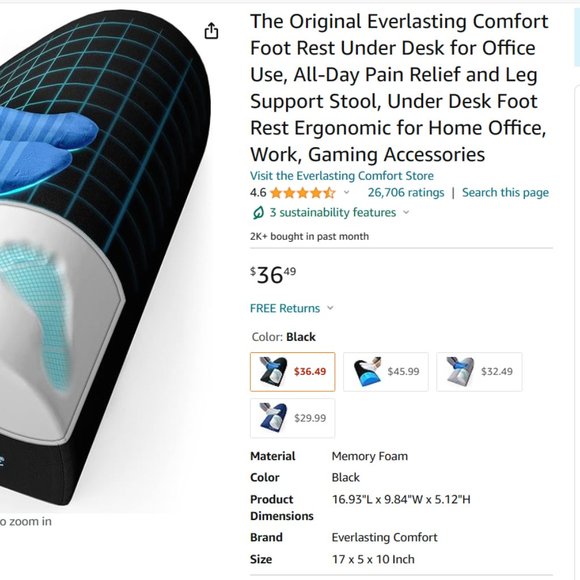 Foot Rest Under Desk for Office Use, All-Day Pain Relief and Leg Support Stool - Picture 5 of 5